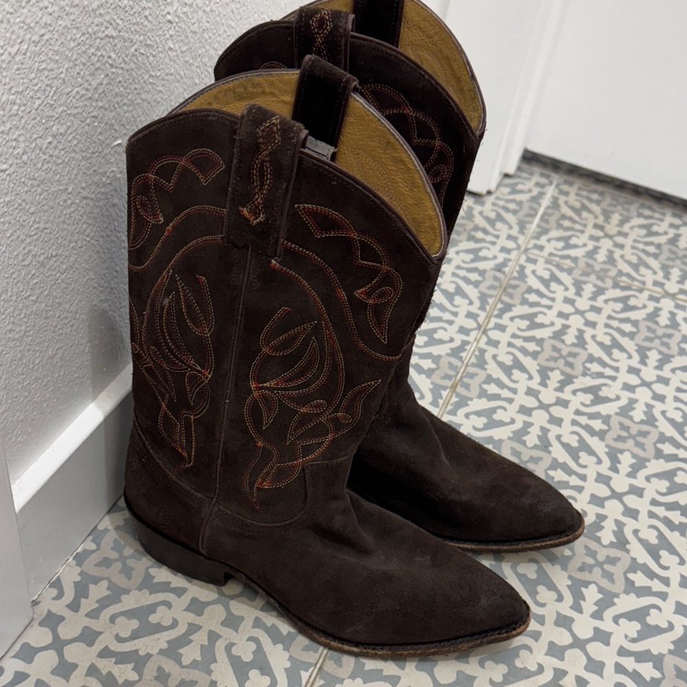 Frye Dark Brown suede cowboy Boots